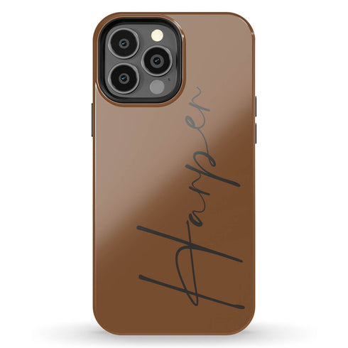 Custom Signature Name Earth Tones iPhone Case - Dark